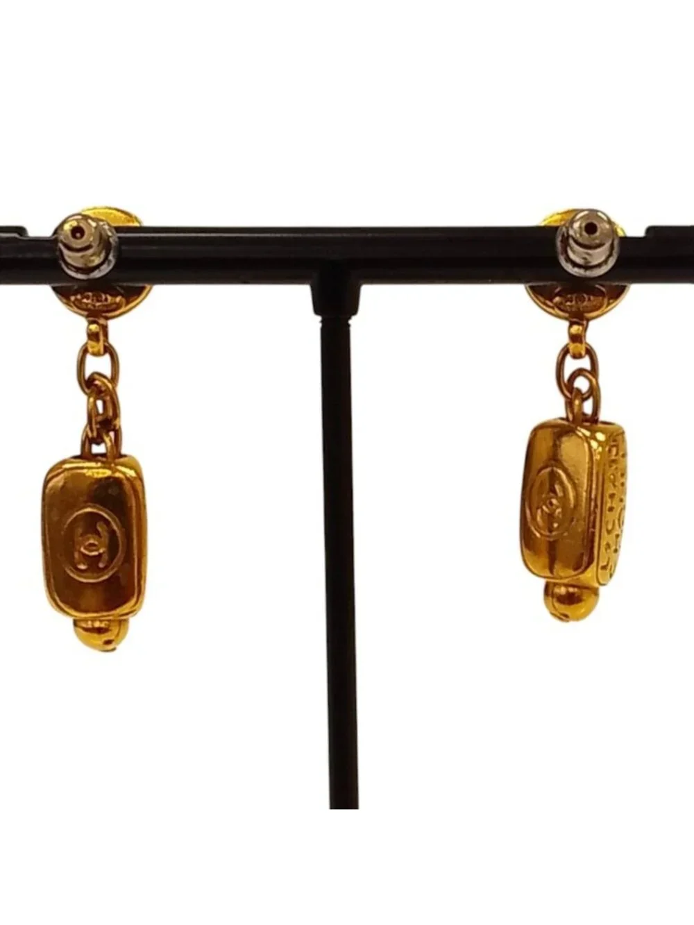 Chanel Vintage Gripoix Swing Earrings Gold Plated